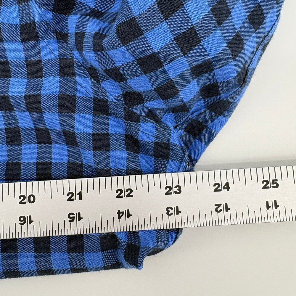 LL Bean Mens Traditional Fit Buffalo Check Flannel Shirt Blue Black Medium M-Reg - Picture 5 of 10